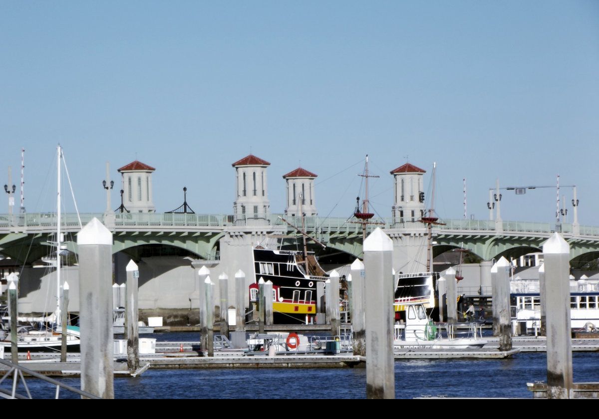 The Bridge of Lions .  It is a bascule bridge with two sides that raise & lower known as a double-leaf.