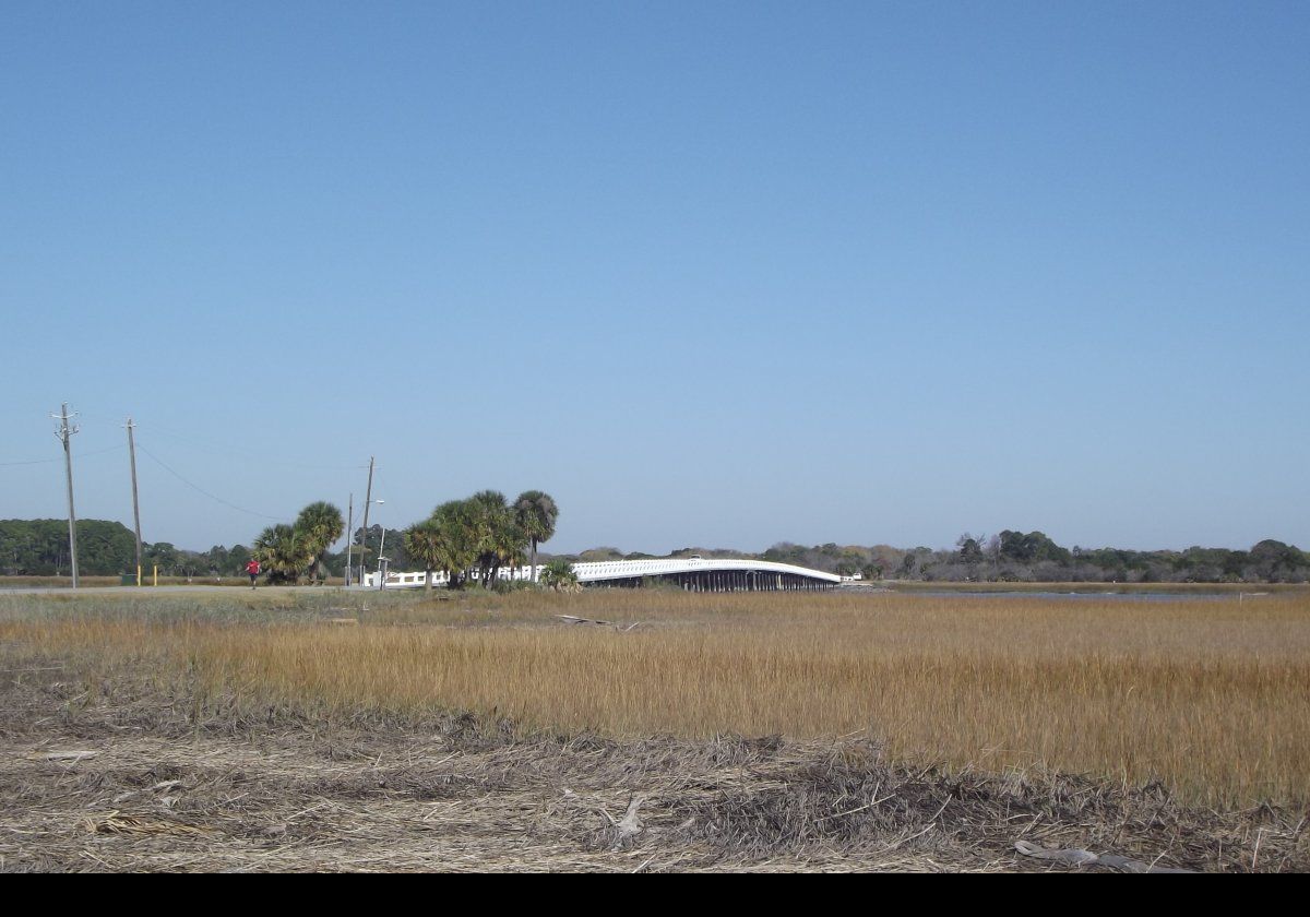 The Fort Pulaski Road bridge that connects Cockspur Island to the mainland across the South Channel of the Savannah River.