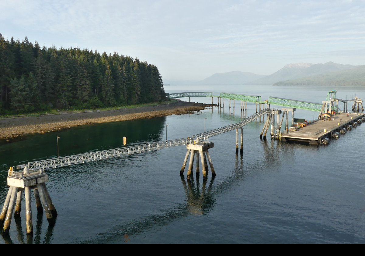 On earlier trips, the ship had to anchor and take us in by tender. This is the new "dock" that permits us to walk off. Much easier!