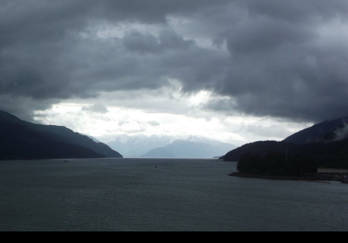 The approach to Juneau on a dark & gloomy morning.