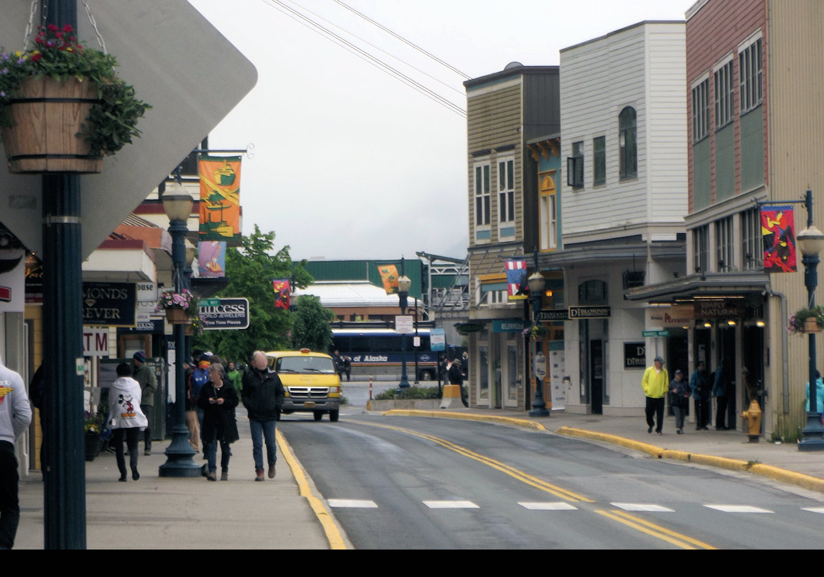 View down South Franklin Street towards the cruise ship docks.