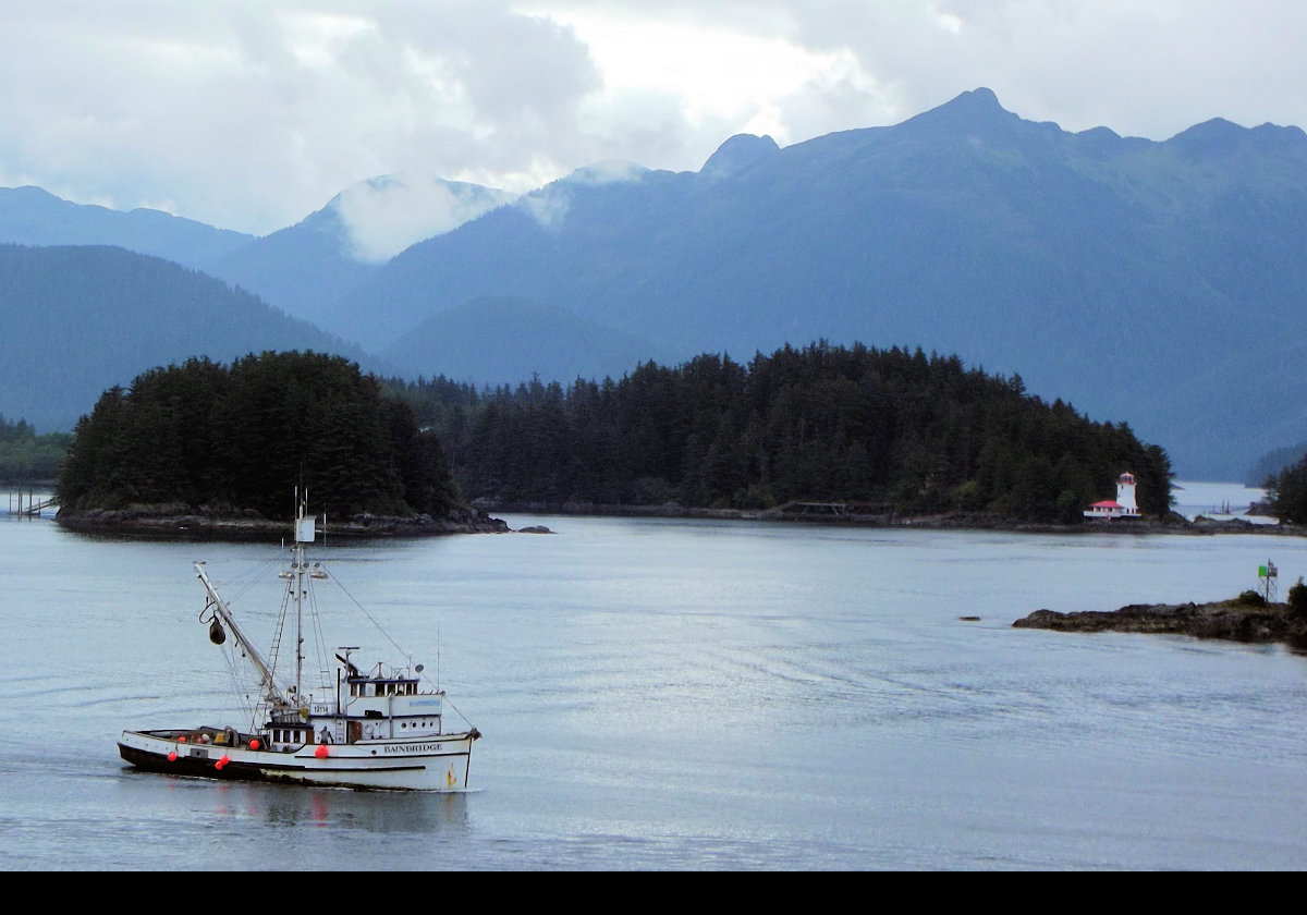 Fishing boat Bainbridge coming into Sitka.