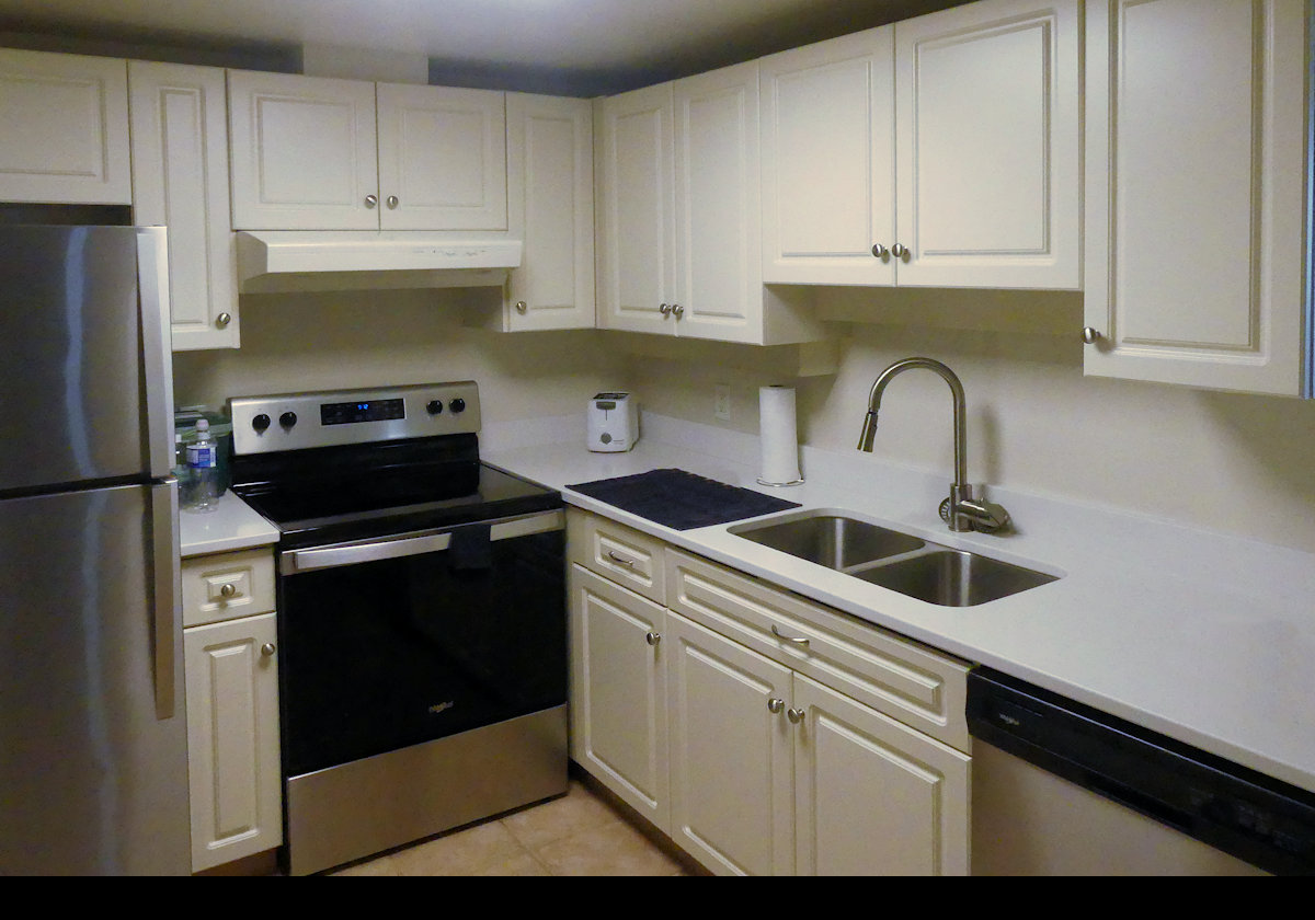 The kitchen of our suite at the Victoria Regent Hotel.