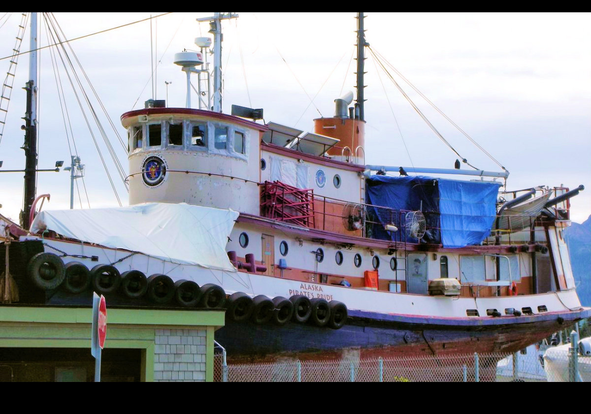 The Alaska Pirates Pride is a 1927 Tug Steamboat, now diesel powered.  Originally a Tug, she was used later as an adventure boat.  Recently, she was refurbished, but since I took this photo, she has been put up for sale.  