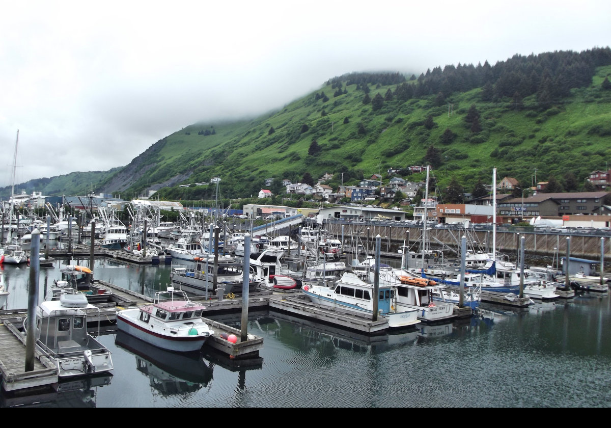 Ships and boats moored in the Port of Kodiak.  