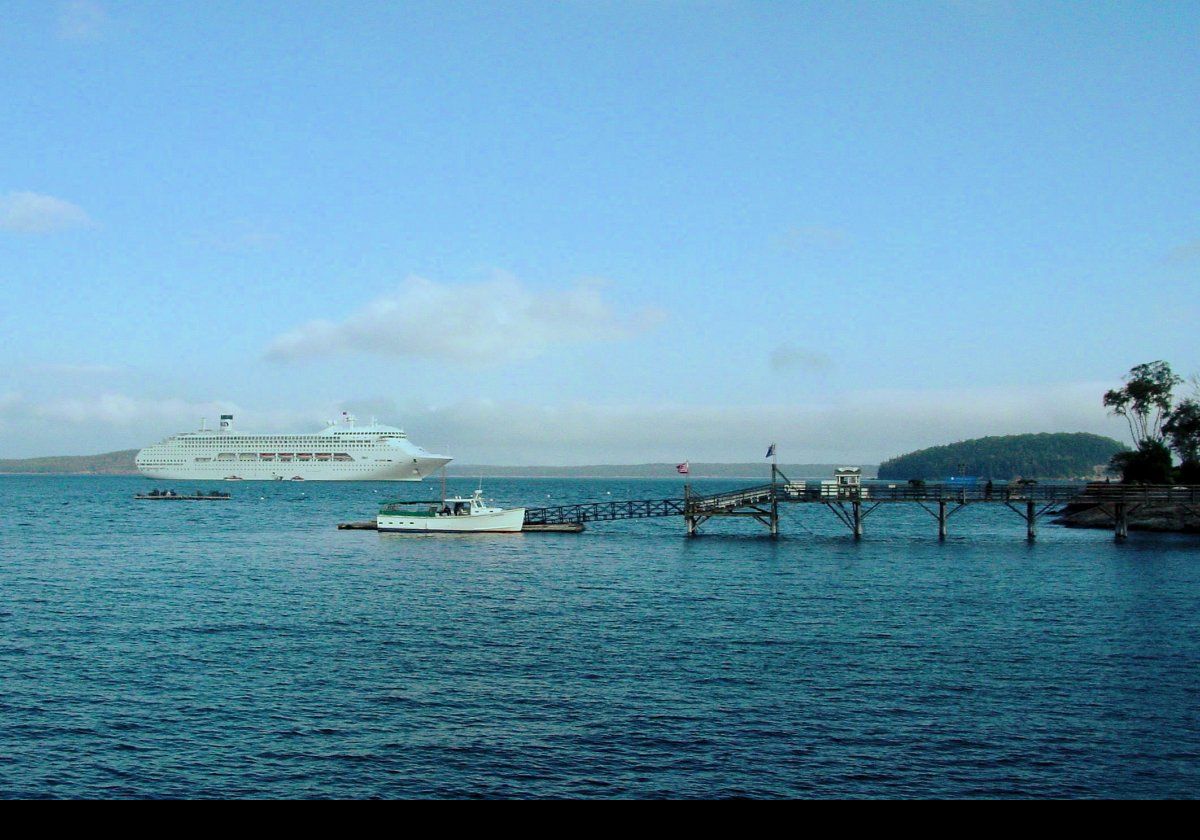 A lot of cruise ships put into Bar Harbor.  They look quite majestic from a distance.  Unfortunately, especially when there are a couple in port, the town gets very crowded. 