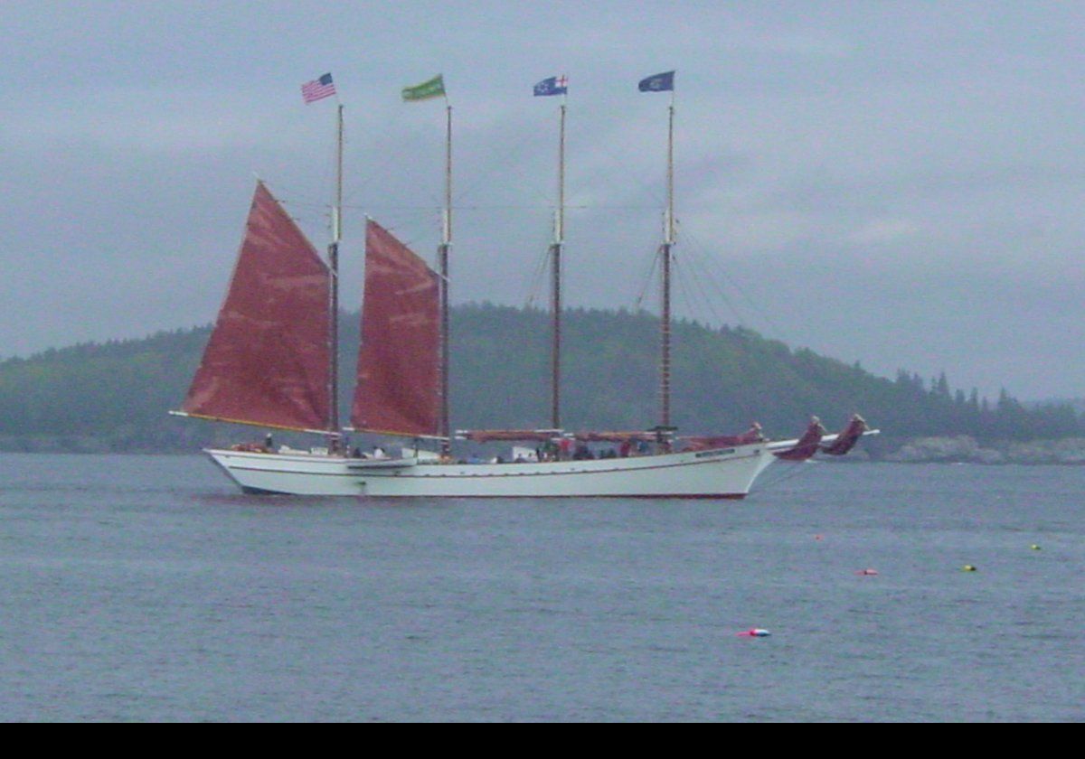 She is 151 feet long, and the only four masted schooner to sail the New England shore.