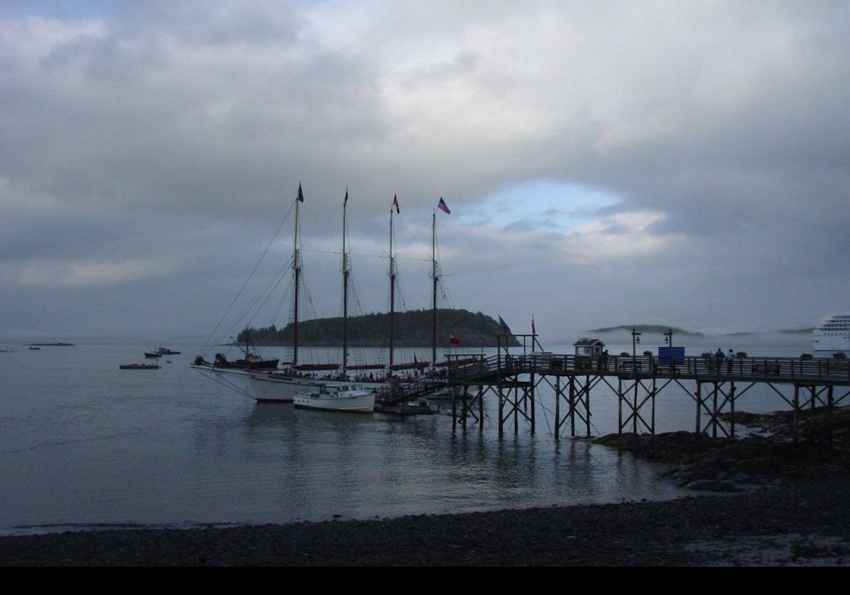 The schooner "Margaret Todd", moored in Bar Harbor. You can take a trip around Frenchman Bay on her, although we have never done it.