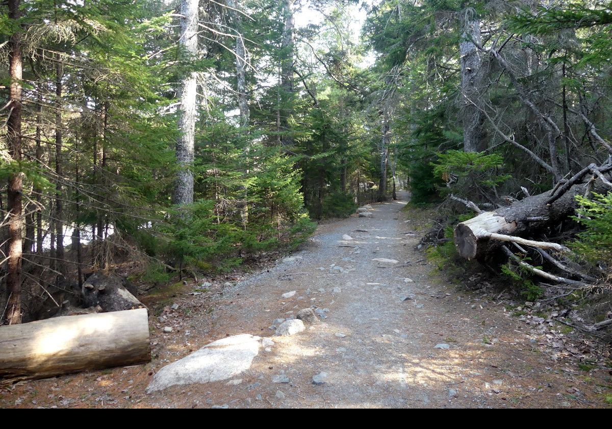 Taking the walk around Jordan Pond. It is about 3.5 miles around, and pretty much level.