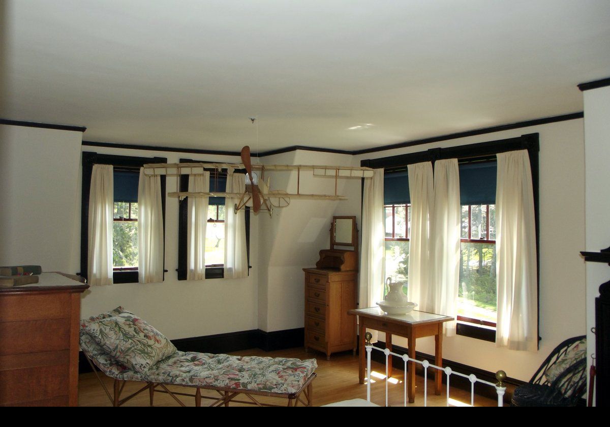 One of the corner bedrooms. The next picture has a closer view of the model 'plane.