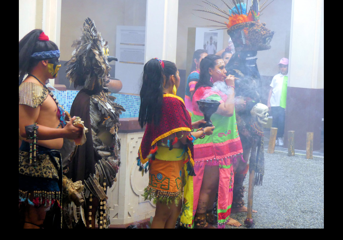 Our first stop here was a demonstration of traditional dance; possibly a Mayan leopard dance, I am not sure.