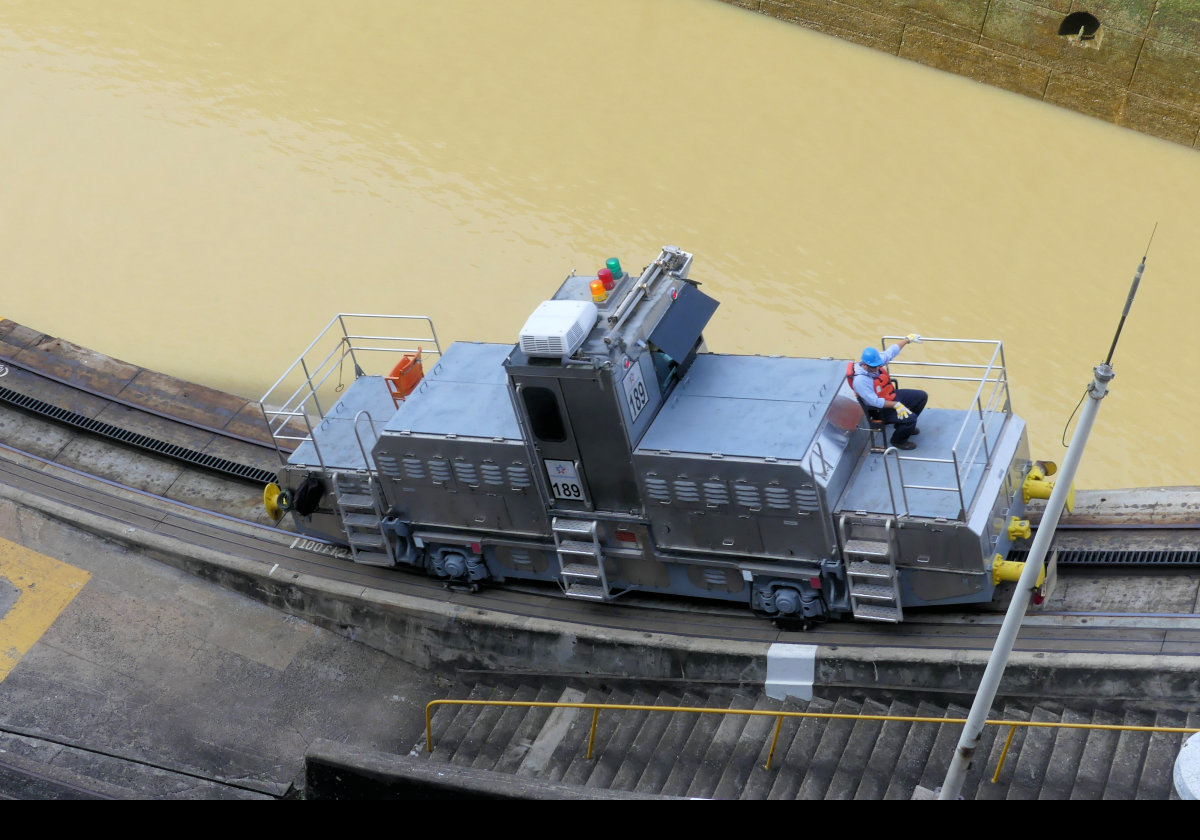 Ships move through the canal under their own power. The Mules are used to keep them centered in the canal. In the canal expansion, however, tug boats are used to tow ships through.