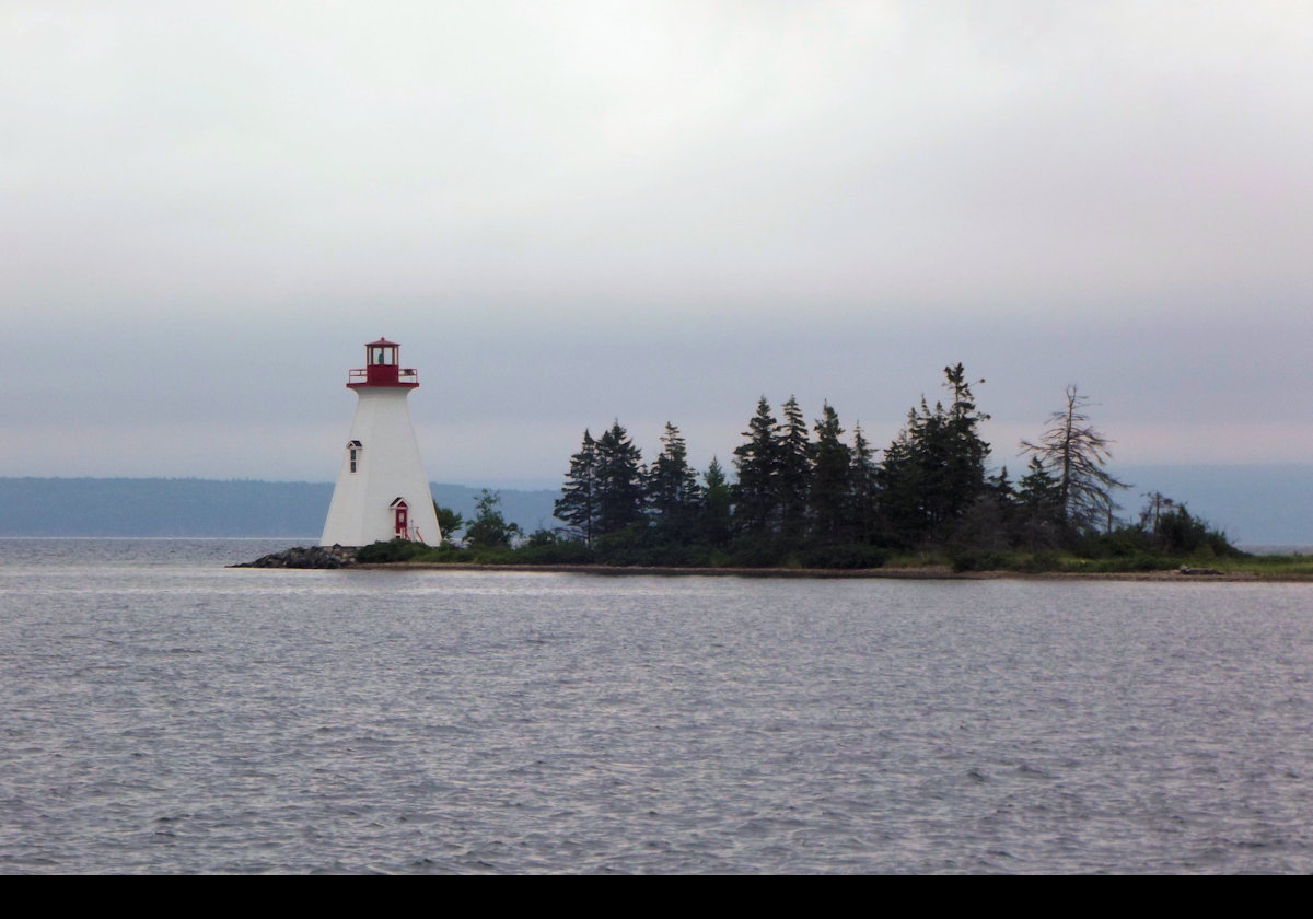 The Kidston Island Lighthouse sits on Kidston Island in the Bras d'Or lakes near Baddeck, Nova Scotia.