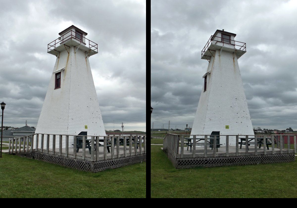 The Port Borden Front Range Lighthouse is 6.2 meters tall, while the Rear Range Lighthouse is much taller at 12.8 meters, or 42 feet, tall.