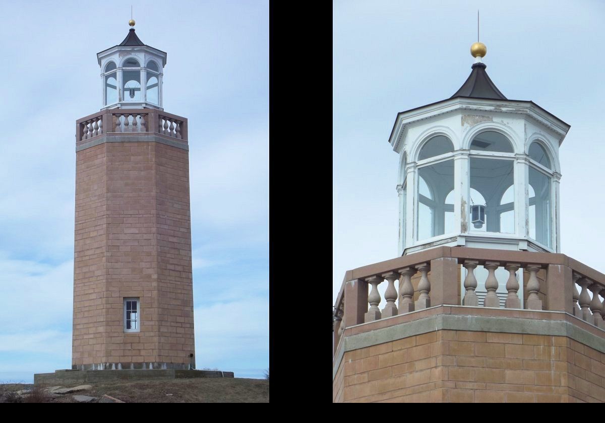 The walkway that runs around the lantern uses Italian marble balusters that were found on the estate! The light went out of service in 1967, and was left to deteriorate until 2000 when renovations started. The restoration was completed in 2006, and a relighting ceremony was held on October 15th 2006.