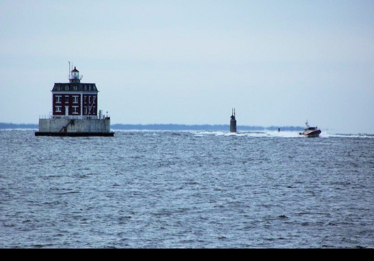 A series of views of the New London Ledge lighthouse.