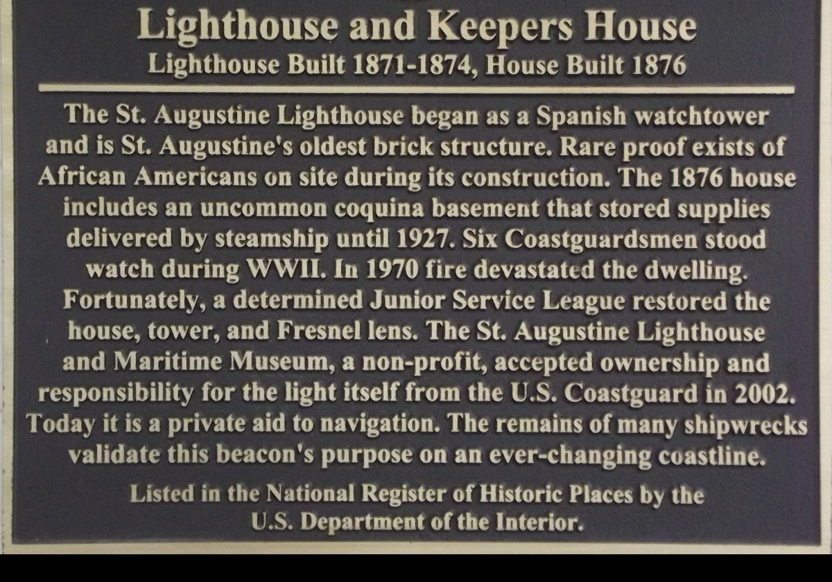 The Spanish may have erected a light here in the late 16th century.  The first established by the Florida government was erected in 1824 lit by a series of Winslow Lewis lamps with reflectors.  In 1855, a fourth order Fresnel lens was installed, then a first order in 1874 burning lard oil.