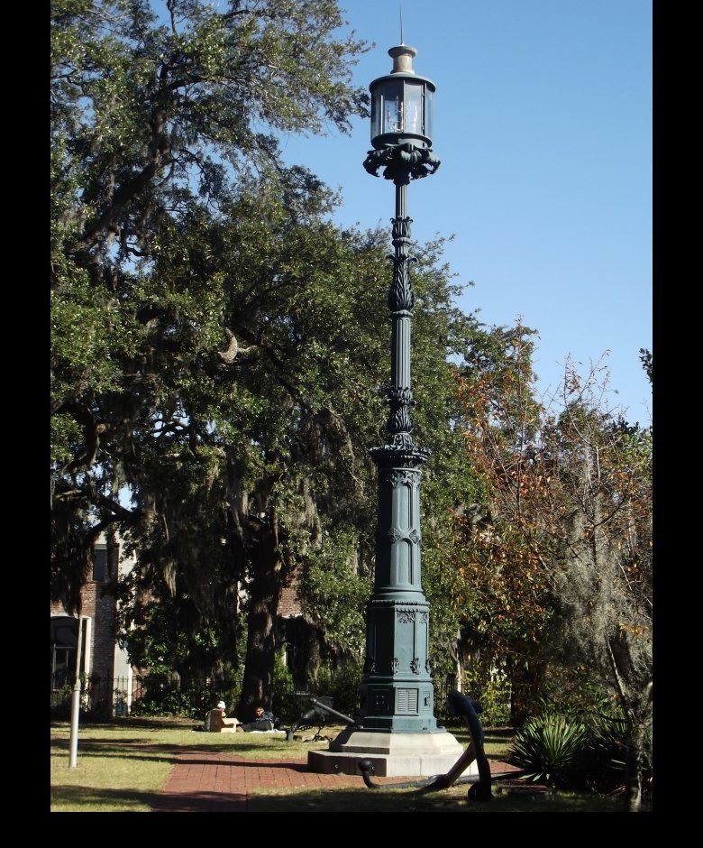 The lighthouse is located in Emmet Park in the middle of Savannah, overlooking the Savannah River.