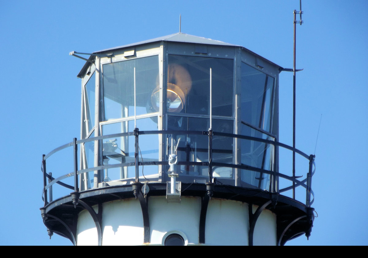 The current optic in the Chatham Lighthouse is a DCB-224.  Before this, a fourth order Fresnel lens was the original optic in the lighthouse, installed in 1857.  The next photograph shows the current DCB-224 optics.