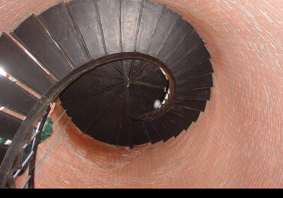 The staircase that winds its way up the inside of the lighthouse.