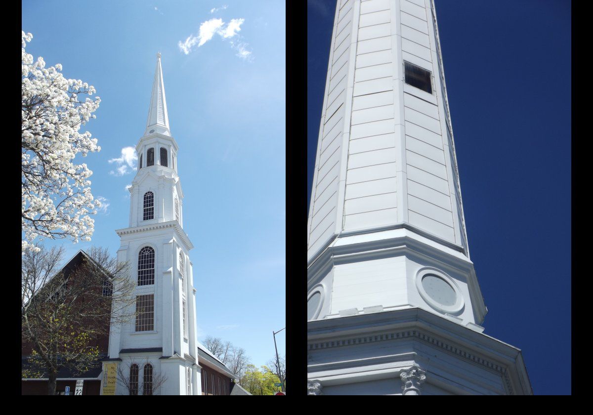 The Hospital Point Rear Range Light is located in the steeple of the First Baptist Church! The beacon came from a lightship.