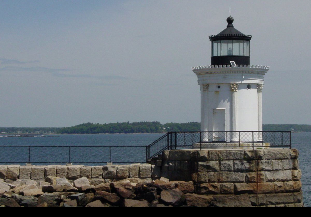 The Portland Breakwater Light. By the early 1870s, it was replaced by a temporary tower while the breakwater was extended.