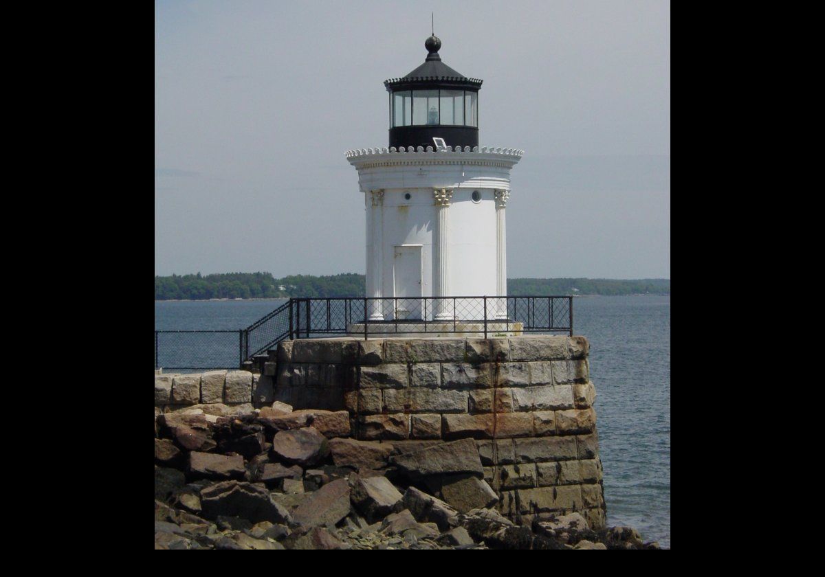 The Portland Breakwater Light. The new tower, known locally as the "Bug Light", was commissioned in 1875. Its design is based on the Choragic Monument of Lysicrates which was built in Athens in the fourth century B.C.