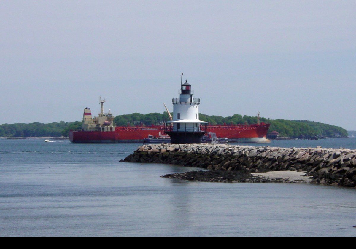 The Spring Point Ledge Lighthouse is a "spark plug" type of lighthouse with a brick tower on top of a cast iron base. The tower included living accommodation for the keeper and his assistant; only single men were permitted in this lighthouse.