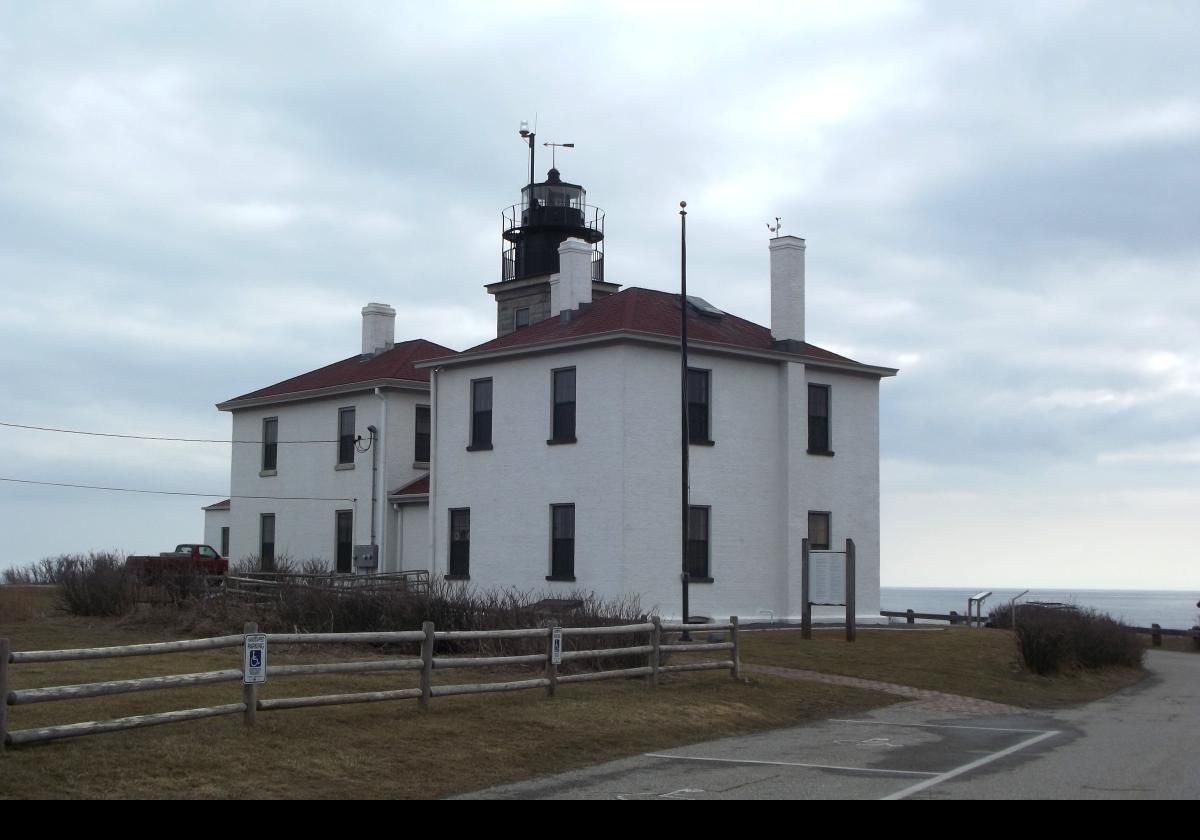 Originally, the current tower was fitted with a third-order Fresnel lens.  A smaller fourth-order lens was installed in 1899 that rotated by floating in a bath of mercury.  The light was automated in 1972 when the Fresnel lens was replaced by a modern DCB 24 optic.  The lighthouse then experienced considerable vandalism including having the light shot out by some moron in 1975.  