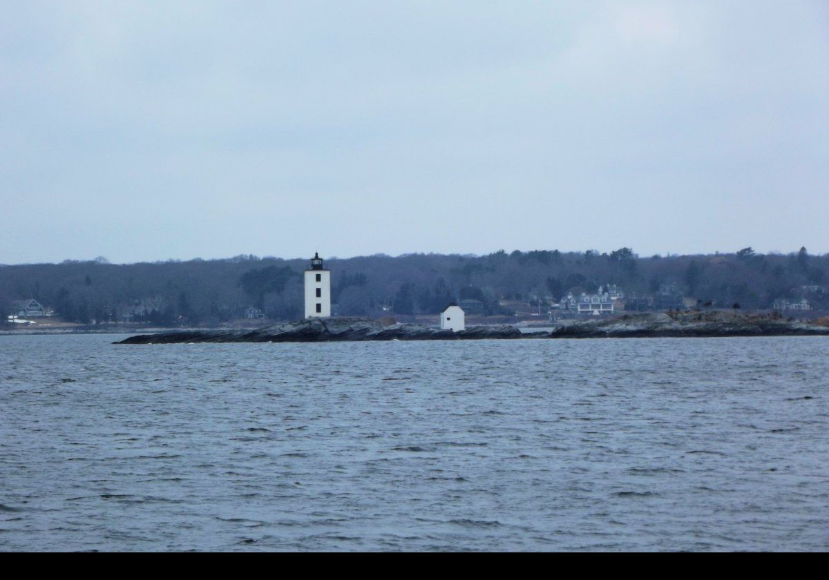 The lighthouse sits on Dutch Island in Narragansett Bay off the coast of Conanicut Island, near to Jamestown in Rhode Island.  