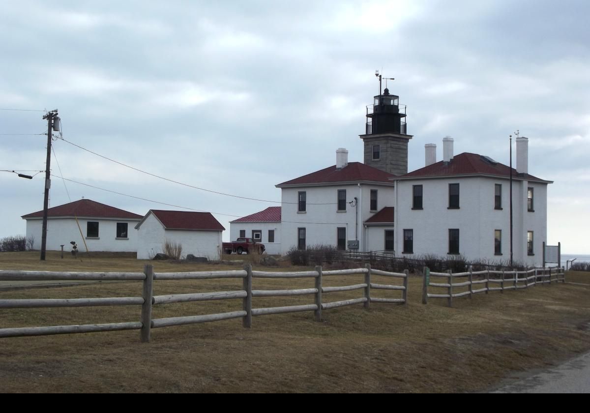 The 69 foot tall tower was 24 feet in diameter at its base narrowing to 13 feet at the top. Initially, as was usual at the time, the lamps were fueled with whale oil. This lighthouse burned down in 1753, and was replaced by a stone tower on the original foundation. The current granite tower was built in 1856, and is 45 feet tall, and ten feet square.