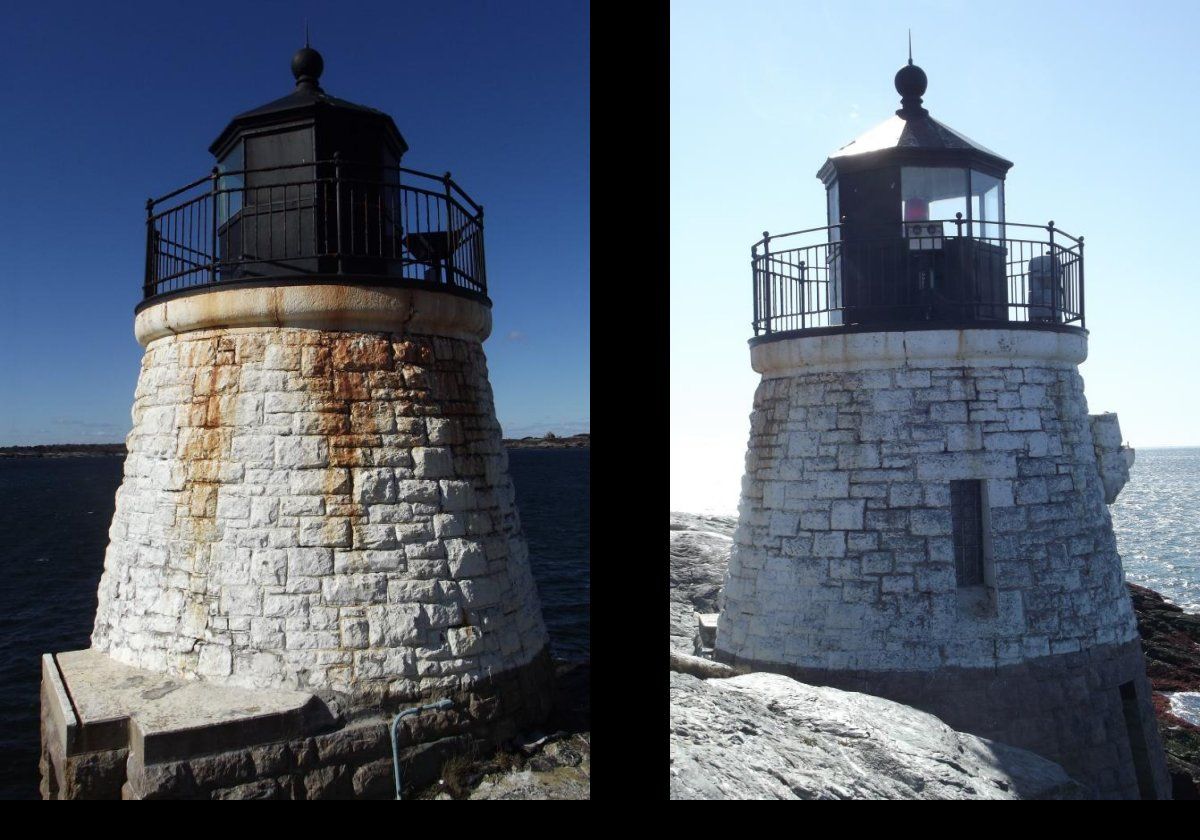 This is the original lighthouse that was built in 1890 and remains operational today. It is only 34 feet high, and seems to be built directly into the cliff face.