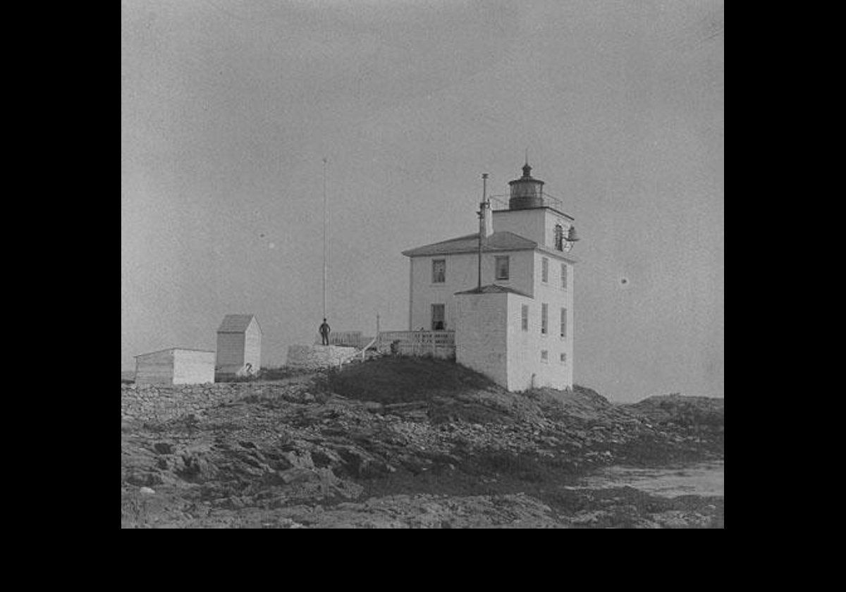 Early Coast Guard photograph of the Dutch Island Light; date unkown.