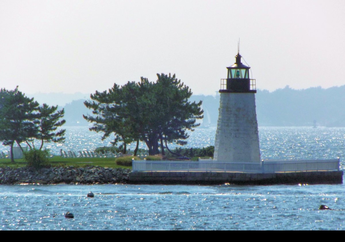 The Goat Island Lighthouse taken from the grounds of Hunter House.