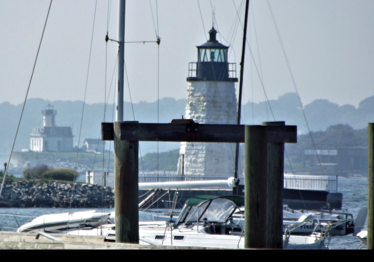 Rose Island Lighthouse is visible on the left of the picture in the background.