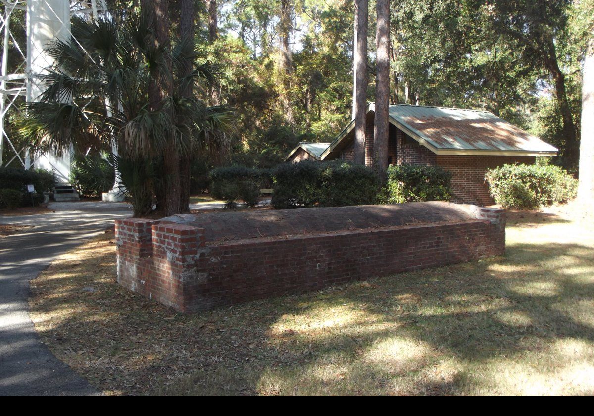 A water cistern in the foreground.