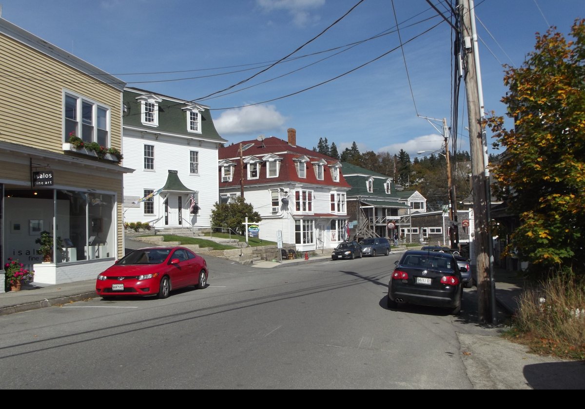 White building 2nd from left is the town hall.