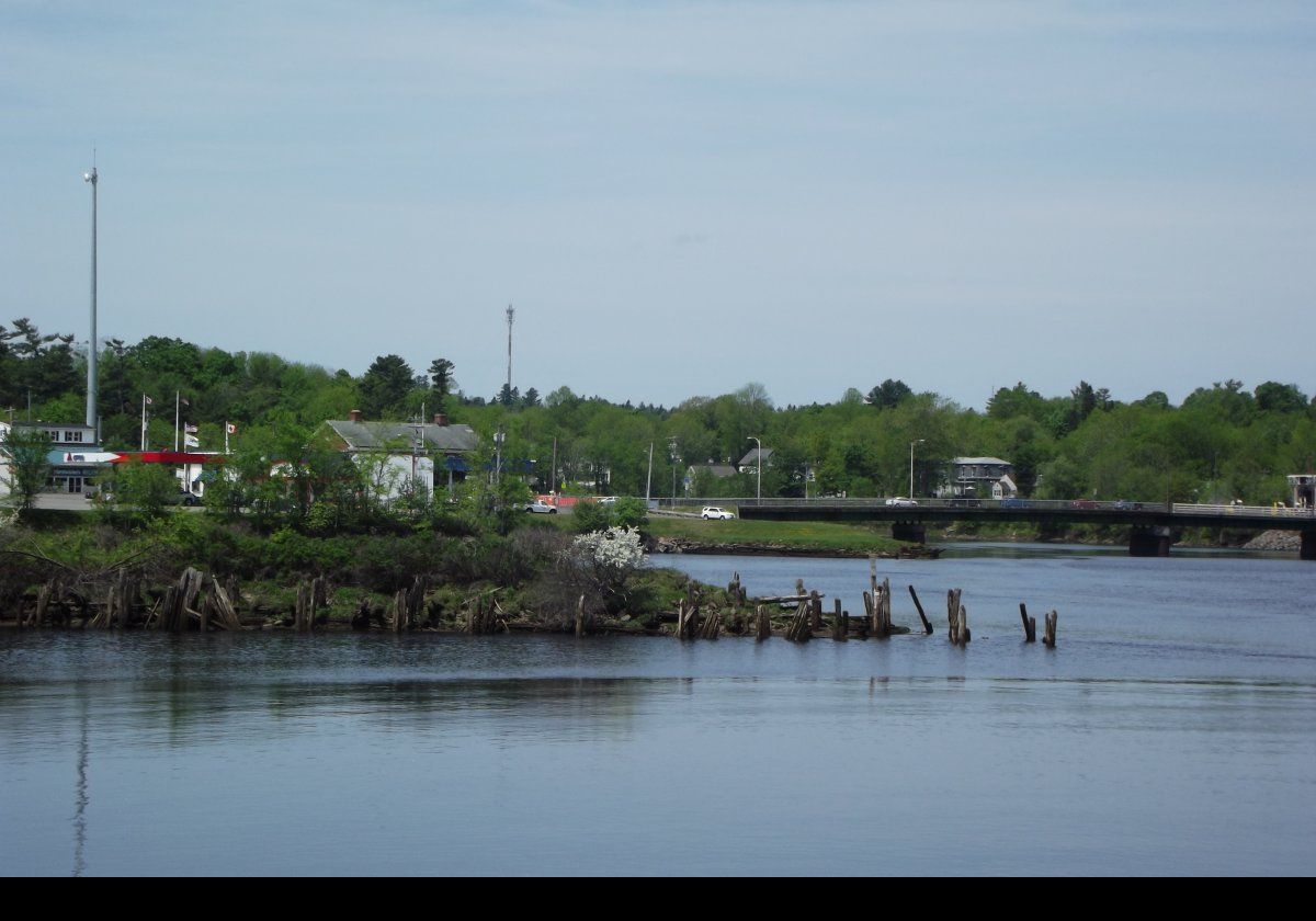 Looking at the Ferry Point International Bridge (1827) that connects Calais in Maine to St. Stephen in New Brunswick, Canada.