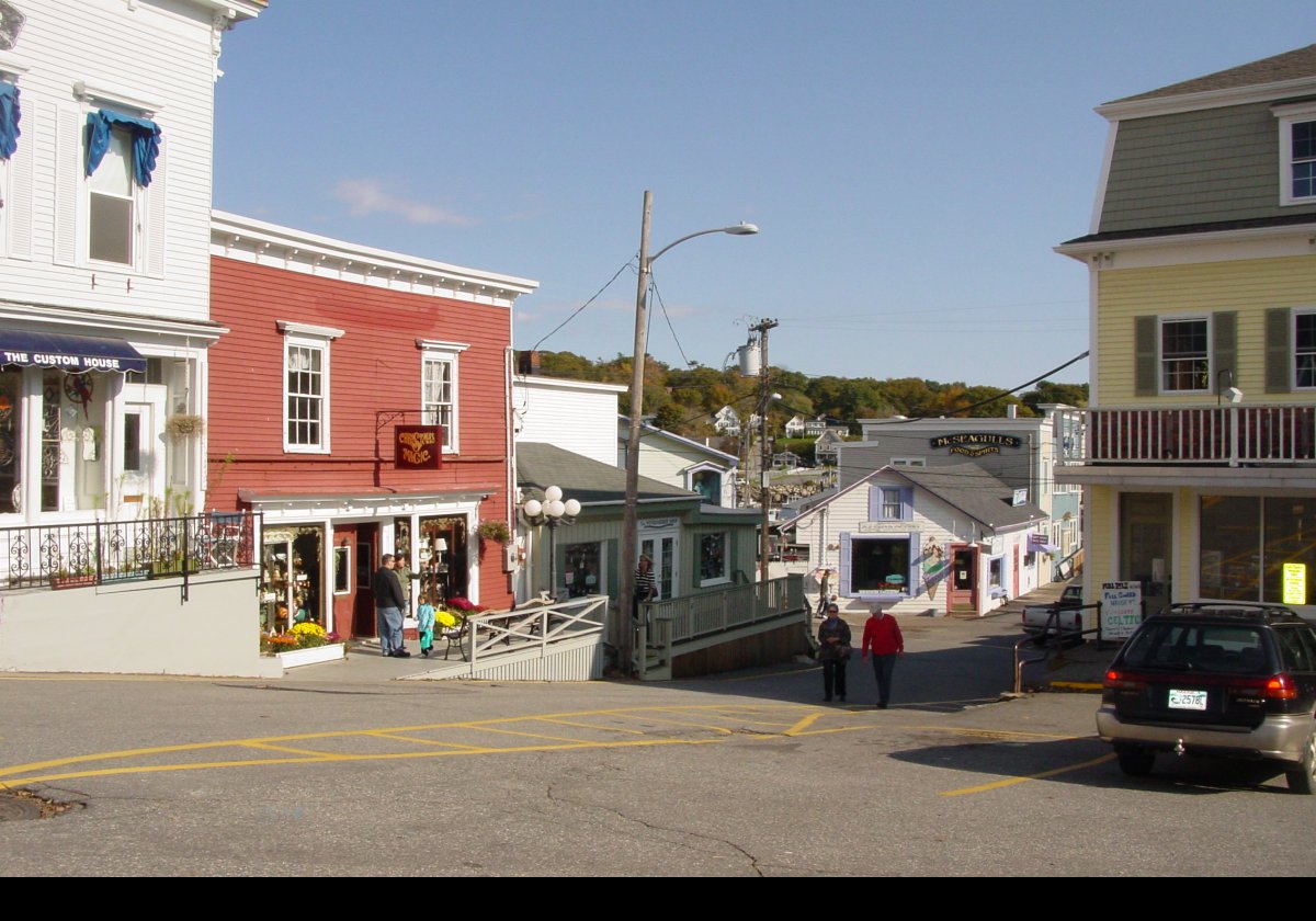 Looking down Wharf Street towards McSeagull's restaurant.