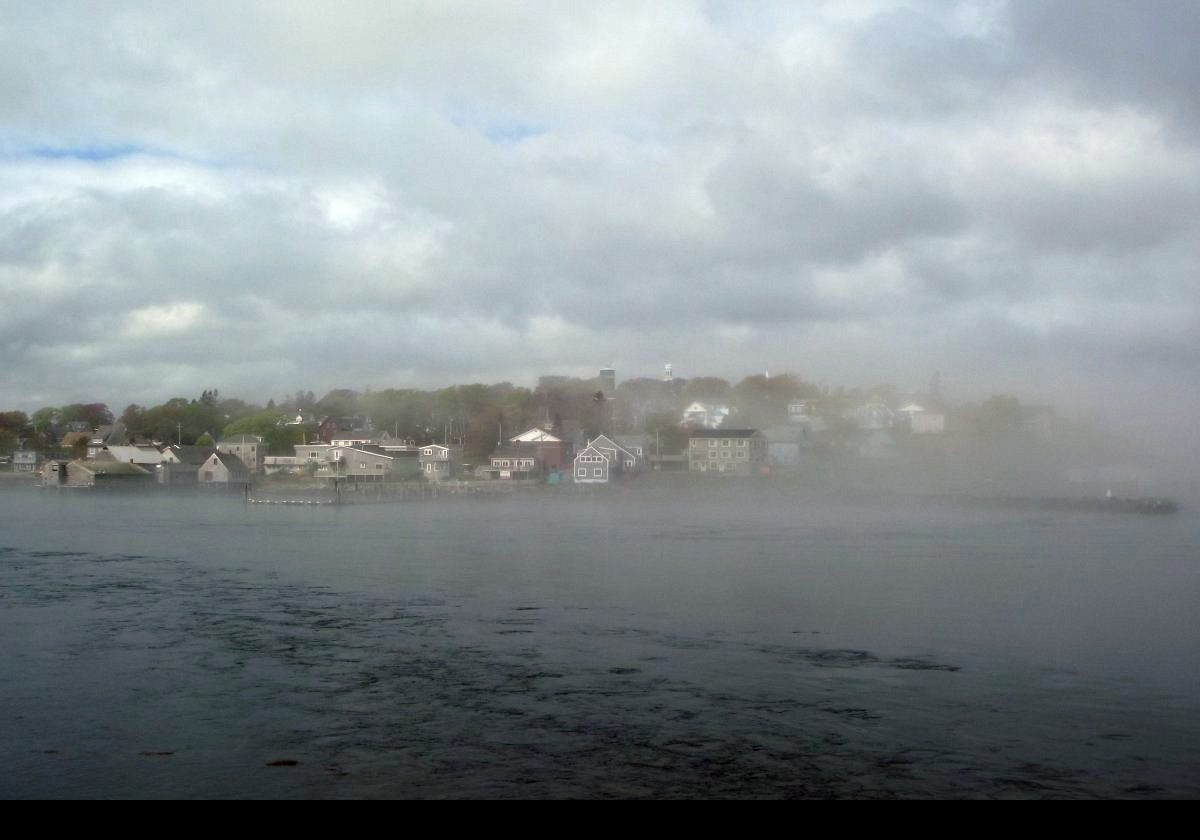 Views of Lubec and the FDR Memorial Bridge taken from Mulholland Point near to the Mulholland Point Lighthouse.