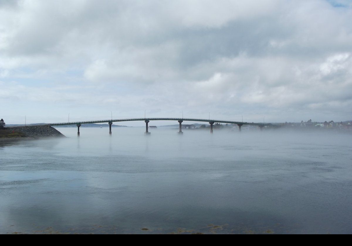 Views of Lubec and the FDR Memorial Bridge taken from Mulholland Point near to the Mulholland Point Lighthouse.