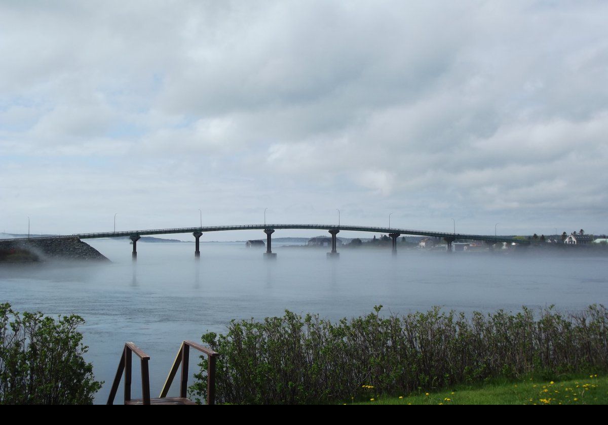 Views of Lubec and the FDR Memorial Bridge taken from Mulholland Point near to the Mulholland Point Lighthouse.