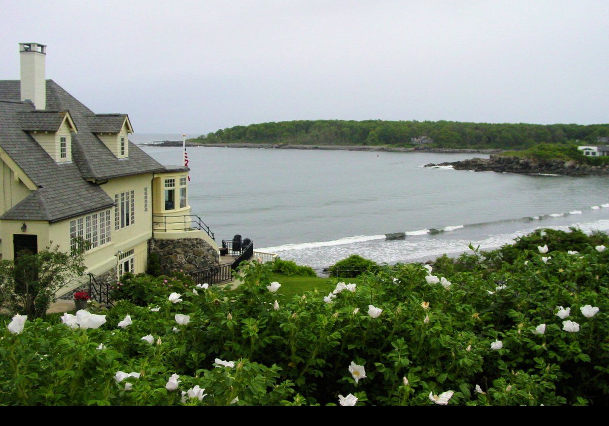 The building you can see is a private club the "York Harbor Reading Room".  Has a very nice location, and quite an expensive membership!