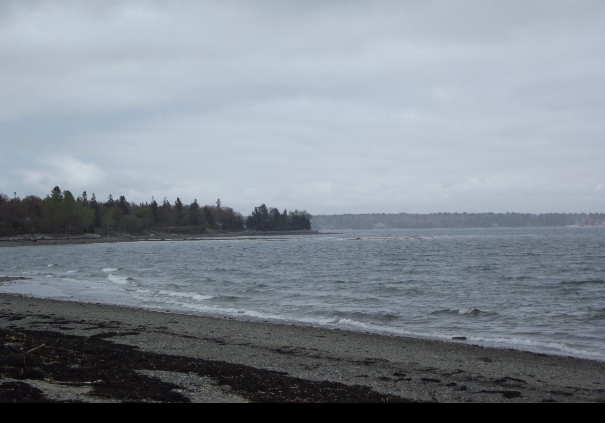 The beach and Mount Desert Narrows.