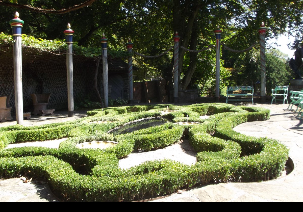 This part of the garden is known as the afternoon garden. It was designed by landscape artist Fletcher Steele for Choate's daughter Mabel in 1926, after Choate's death in 1917.