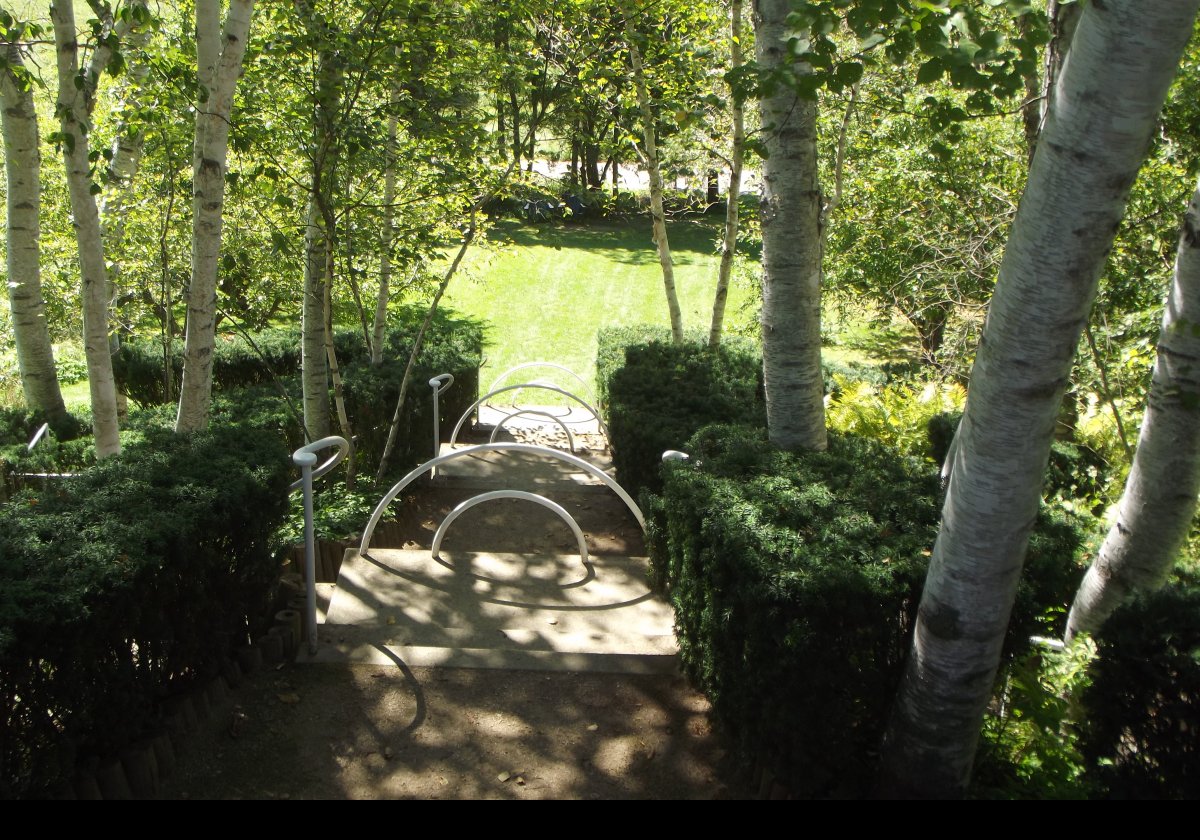 Looking down the Blue Steps from the top. They were constructed by Fletcher Steele in 1937.