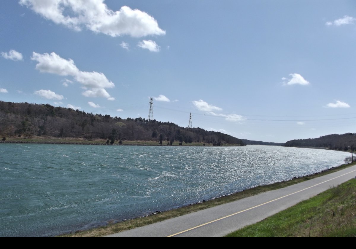 The Cape Cod Canal that runs from Cape Cod Bay in the north to Buzzard's Bay in the south, effectively, separating Cape Cod from mainland Massachusetts.