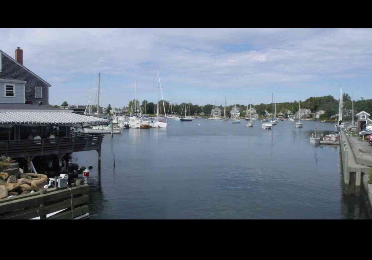 Looking from Water Street across EEl Pond. Captain Kidd restaurant to the left.