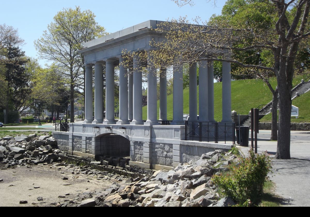 This is the building on Water Street that houses the Plymouth Rock. Designed by McKim, Mead, and White for the three hundredth anniversary of the Plymouth Rock, it was completed in 1920.