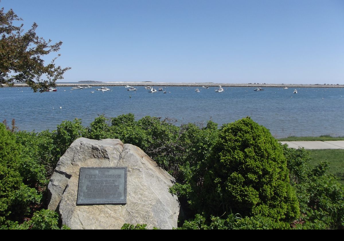 Dawn E. Candlen was a Plymouth Beach lifeguard who almost lost her life during a rescue. She never fully recovered from her near-drowning. Click the image for a closeup of the plaque.